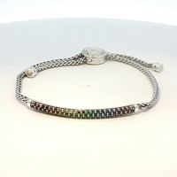 Ladies John Hardy Sterling Silver Rainbow Stones Adjustable Length Bracelet