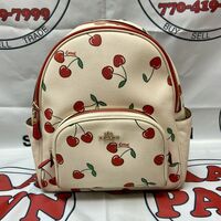 Coach CE628 Women's Heart Cherry Print Court Backpack BE5 Gold/Chalk Multi One S