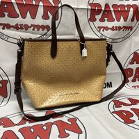 Dooney & Bourke Tan Woven Embossed Leather Shopper Tote