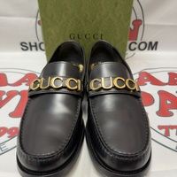 Mens Gucci Cara Logo Snaffle Leather Millennial Ribot Loafers Size 12  (699644)