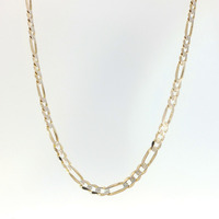  14k Two-Tone White & Yellow Gold Diamond Cut 3.5mm 24" Figaro Chain Necklace 11
