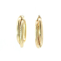  Ladies 14k Yellow Gold 1-inch Double Hoop Earrings 3.9 Grams