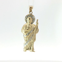  14k Yellow Gold w/ White Gold Accent Saint Jude Pendant 3.58 Grams