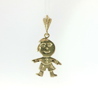  10k Yellow Gold Diamond Cut "Boy" Child Pendant