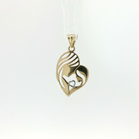  Ladies Mother & Child Heart 14k Yellow Gold Pendant