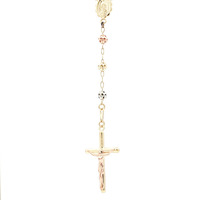  Men's 14k White Rose & Yellow Gold Rosary 20" Necklace 10.5 Grams