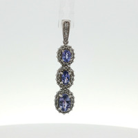  Ladies Amethyst & Diamond 14k White Gold Pendant 2.8 Grams