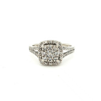  Ladies 1/2ctw Diamond Cluster 10k White Gold Halo Cocktail / Engagement Ring Si