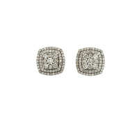  Ladies 1ctw Diamond Cluster Earrings 10k White Gold 3.7 Grams