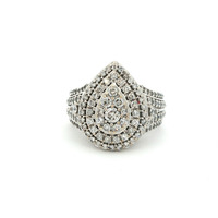  Ladies 2ctw Diamond Cluster 10k White Gold Ring Size 9