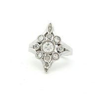  Ladies 1 1/2ctw Diamond 14k White Gold Cocktail Ring Size 6.5