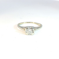  Ladies 1/2ct Diamond Solitaire 14k White Gold Engagement Ring Size 7.25