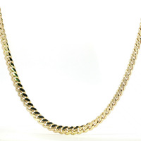  Men's 7mm Sterling Silver 925 Gold Plated 20-inch Cuban Necklace 55.2 Grams