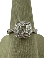  14K White Gold Princess Cut Diamond Double Halo Ring 