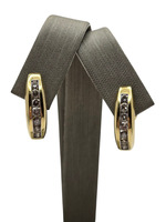  18K Two-tone .70cttw Diamond Semi-Hoop Earrings Lever Back