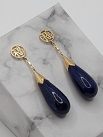  14KT YG Lapiz Lazuli Drop Earrings