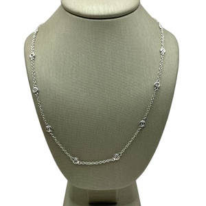  18K White Gold .50cttw Diamond Station Necklace 18"