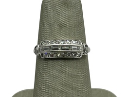 Plat Baguette Diamond Engraved Band