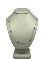  18K White Gold Black Diamond Station Necklace 