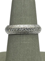  14K White Gold Etched Diamond Eternity Band Ring 