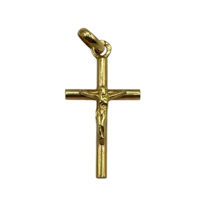  18K Yellow Gold Cross Crucifix Pendant 