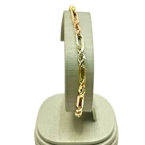  14K Tri-tone Rope Open Link Bracelet 