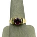  14K Yellow Gold Round Pink Stone & Diamond Ring Size 8