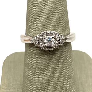  10K White Gold Diamond Square Halo Ring