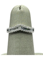  10K White Gold & Diamond V Guard Ring 