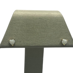  14K Yellow Gold Heart Opal Stud Earrings