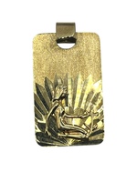  10K Yellow Gold Rectangle Woman & Plant Pendant