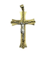  14K Two-Tone Crucifix Cross Pendant