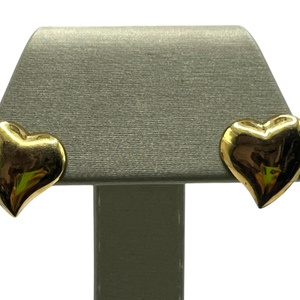  14K Yellow Gold Hollow Heart Earrings 1.6 grams