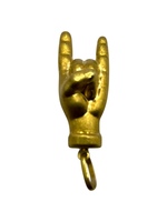  18K Yello Gold "Rock On Horns" Hand Pendant 