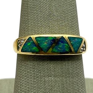 14K Yellow Gold Opal Inlay Ring