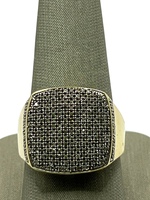  10K Yellow Gold & Diamond Chip Square Style Ring