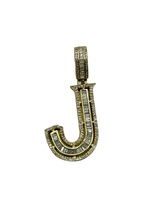  14K Yellow Gold "J" Iced Out Diamond Pendant