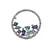  10K White Gold Circle Pendant with Blue, Purple & Pink Stones 
