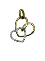  14K Two-Tone Interlocked Hearts & Diamond Pendant