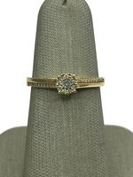  10K Yellow Gold Diamond Cluster Promise Ring 
