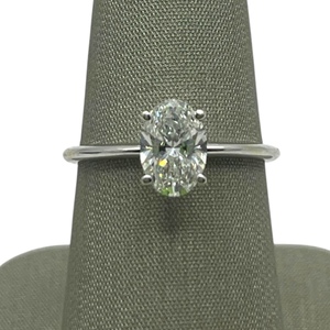  14K White Gold F VVS2 Lab Diamond Oval Ring 