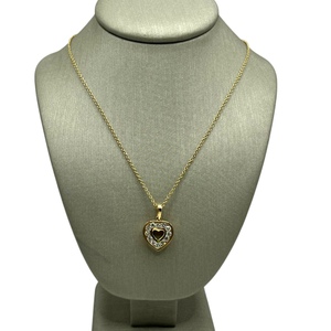  14K Yellow Gold Diamond Heart Pendant Necklace