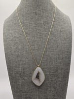  14K YG Chain w/ White Druzy & Labradorite Chain Extender
