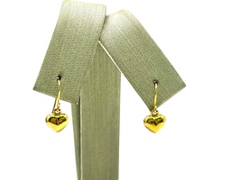  14K Yellow Gold Tiny Heart Dangle Earrings