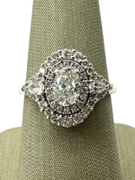  Platinum Double Halo Oval Cut 1.58cttw Diamond Ring 