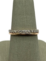  10K Rose Gold Plain & Diamond Band Ring