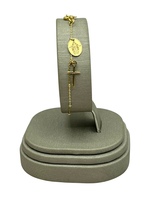  14K Yellow Gold Cross & Jesus Charm Bracelet