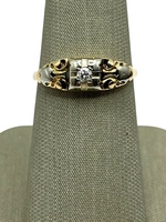  14K Yellow Gold Filigree Diamond Ring 