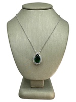  14K White Gold, Diamond & Pear-Shaped Lab Emerald Necklace
