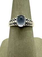  10K White Gold Purple Grey Cabochon Oval Stone Ring